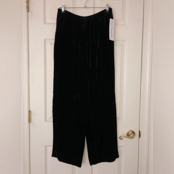 NWT Chaus Velvet Trousers Black Rayon/Silk Blend Size 12 - Picture 2 of 7